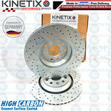 FOR VW GOLF MK6 GTi REAR KINETIX DRILLED PERFORMANCE BRAKE DISCS BREMBO PADS SET