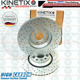 FOR VW GOLF R MK6 DRILLED FRONT REAR BRAKE DISCS BREMBO PADS 345mm 310mm FR RR