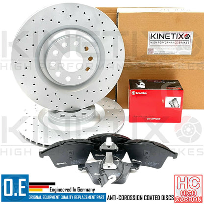 FOR VW SCIROCCO R HIGH CARBON FRONT DRILLED BRAKE DISCS BREMBO PADS 345mm