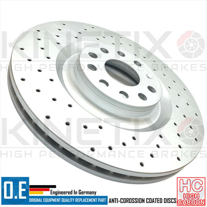 FOR SEAT LEON CUPRA K1 CROSS DRILLED PERFORMANCE FRONT BRAKE DISCS PADS 345mm