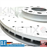 FOR AUDI SEAT SKODA VW FRONT CROSS DRILLED BRAKE DISCS PAIR 345mm