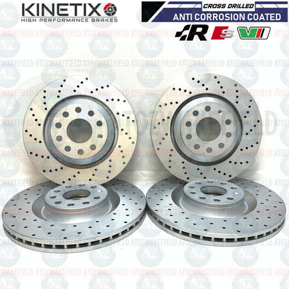 FOR VW SCIROCCO 2.0 R FRONT REAR DRILLED PERFORMANCE BRAKE DISCS MINTEX PADS SET