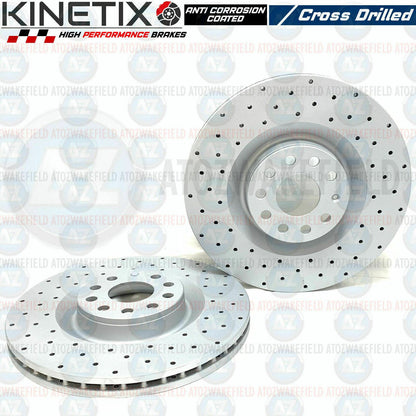 FOR VW SCIROCCO R FRONT REAR DRILLED KINETIX PERFORMANCE BRAKE DISCS MINTEX PADS