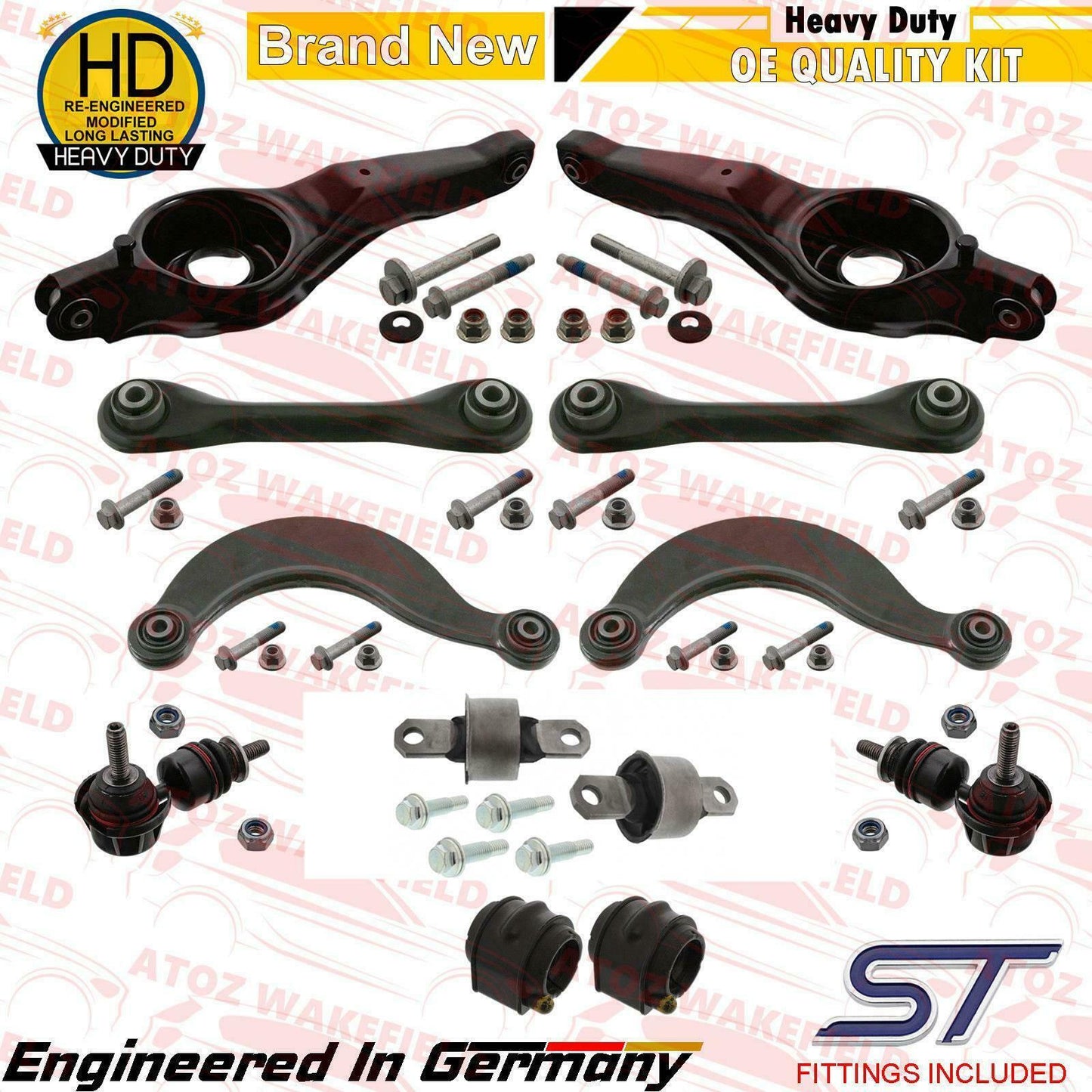 FOR FOCUS MK2 2.5 ST REAR SUSPENSION UPPER LOWER CONTROL ARMS LINKS BUSHES KIT