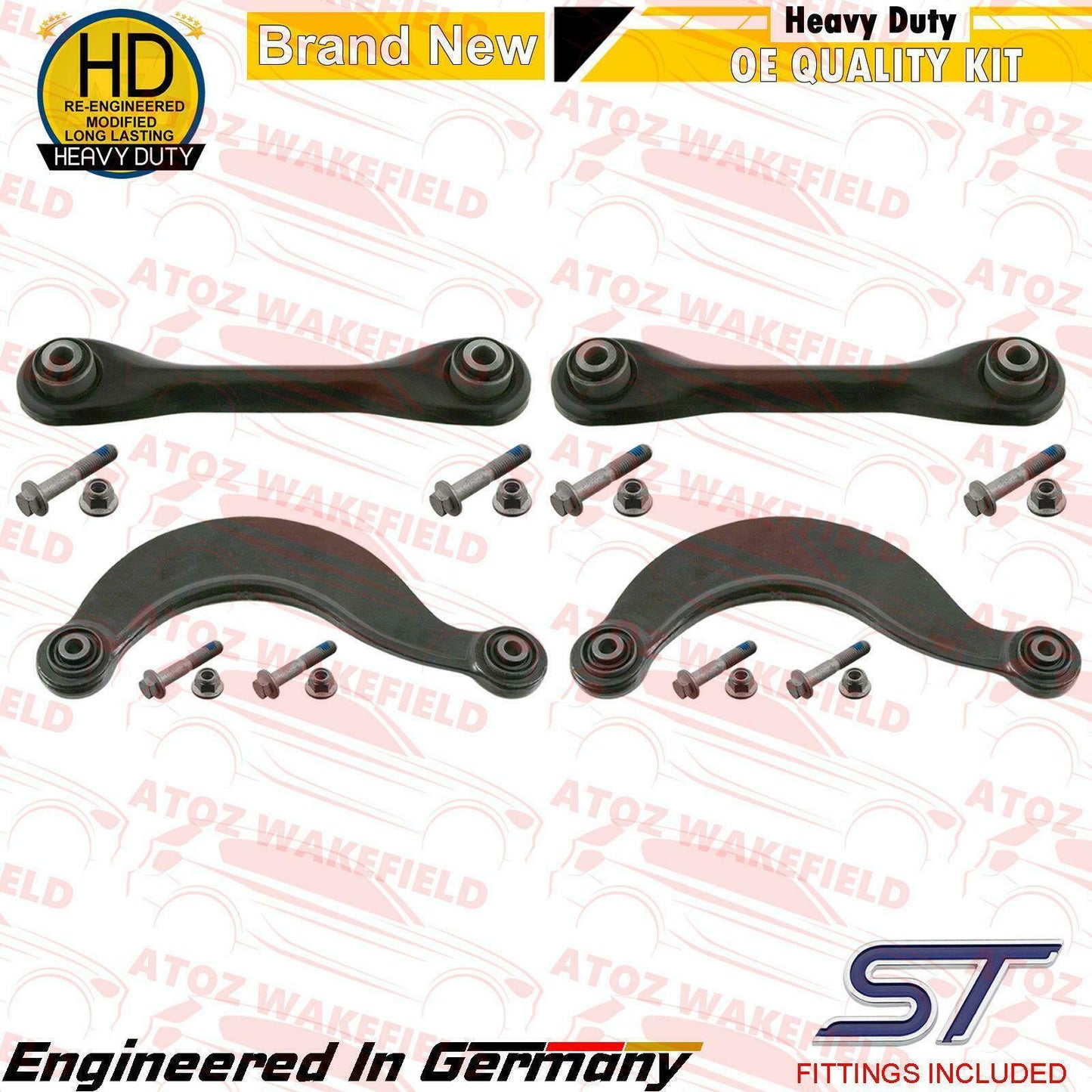 FOR FOCUS MK2 2.5 ST REAR SUSPENSION UPPER LOWER CONTROL ARMS LINKS BUSHES KIT