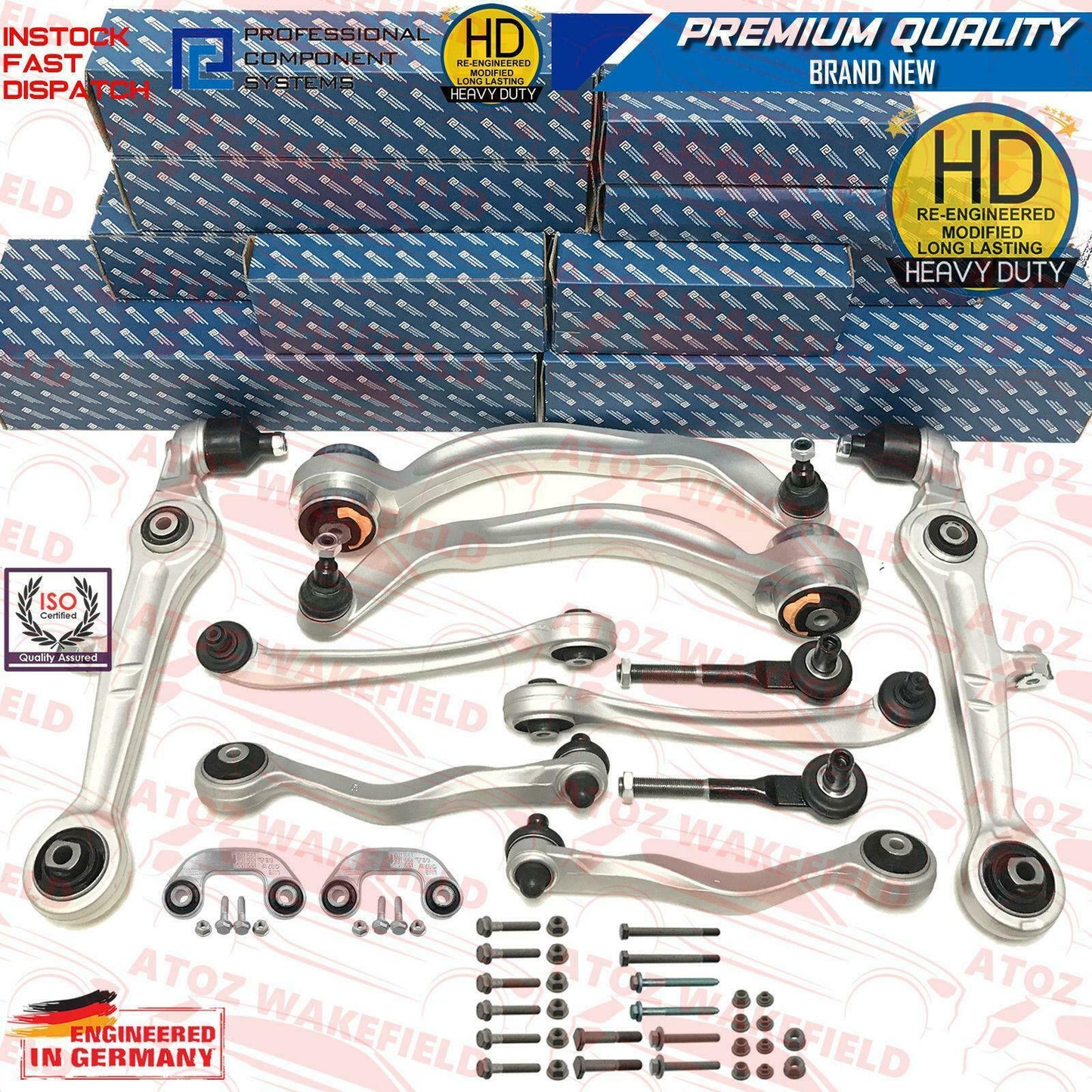 For Audi A6 C6 Front suspension wishbones control arms links track rod ends kit