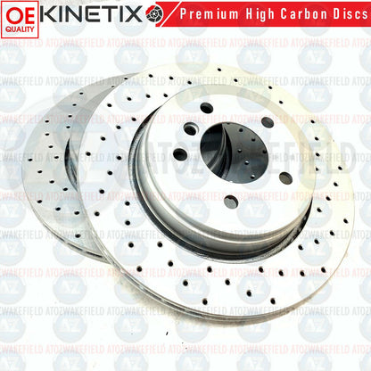 FOR BMW 630i E63 E64 CROSS DRILLED REAR PERFORMANCE BRAKE DISCS PAIR 320mm