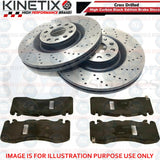 FOR FORD MUSTANG 2014- CROSS DRILLED FRONT PERFORMANCE BRAKE DISCS PADS 352mm FR