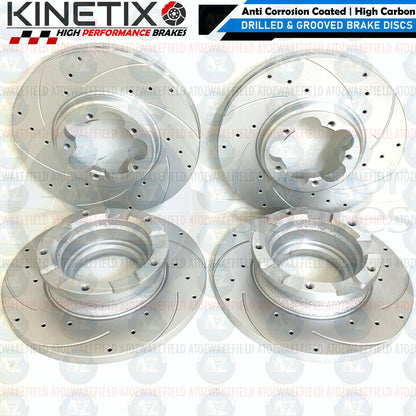 FOR FORD TRANSIT FRONT REAR DRILLED GROOVED BRAKE DISCS MINTEX PADS COATED