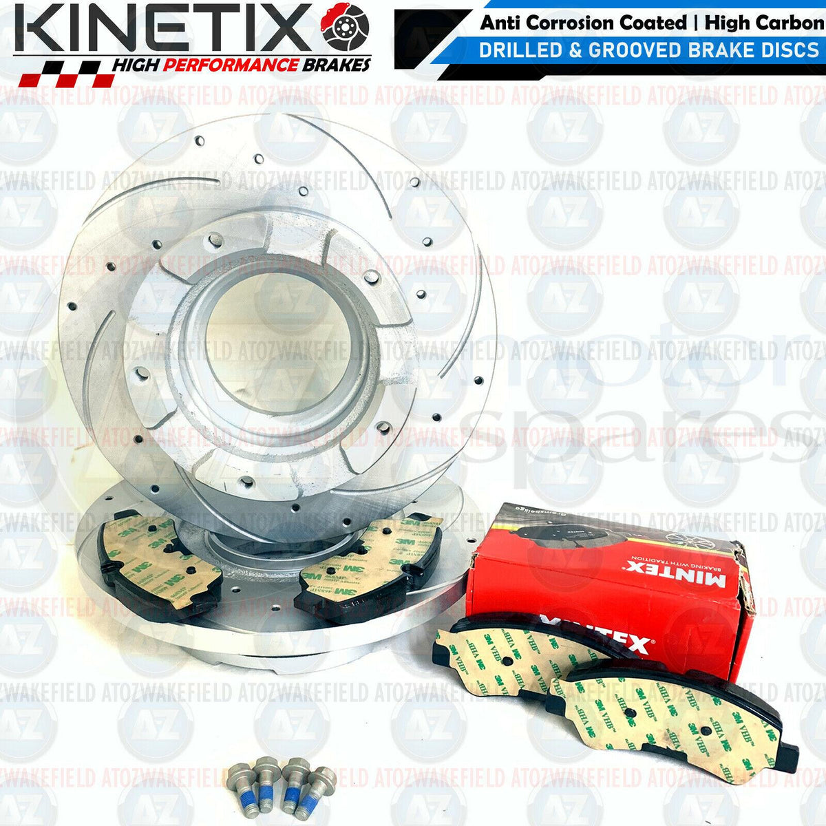 FOR FORD TRANSIT FRONT REAR DRILLED GROOVED BRAKE DISCS MINTEX PADS COATED