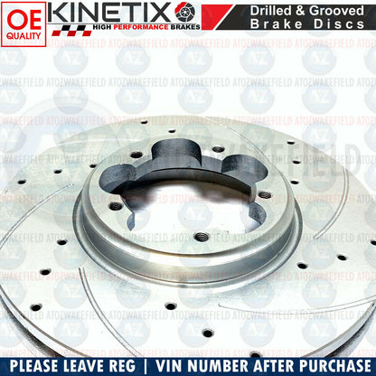 FOR FORD TRANSIT FRONT REAR DRILLED GROOVED BRAKE DISCS MINTEX PADS COATED