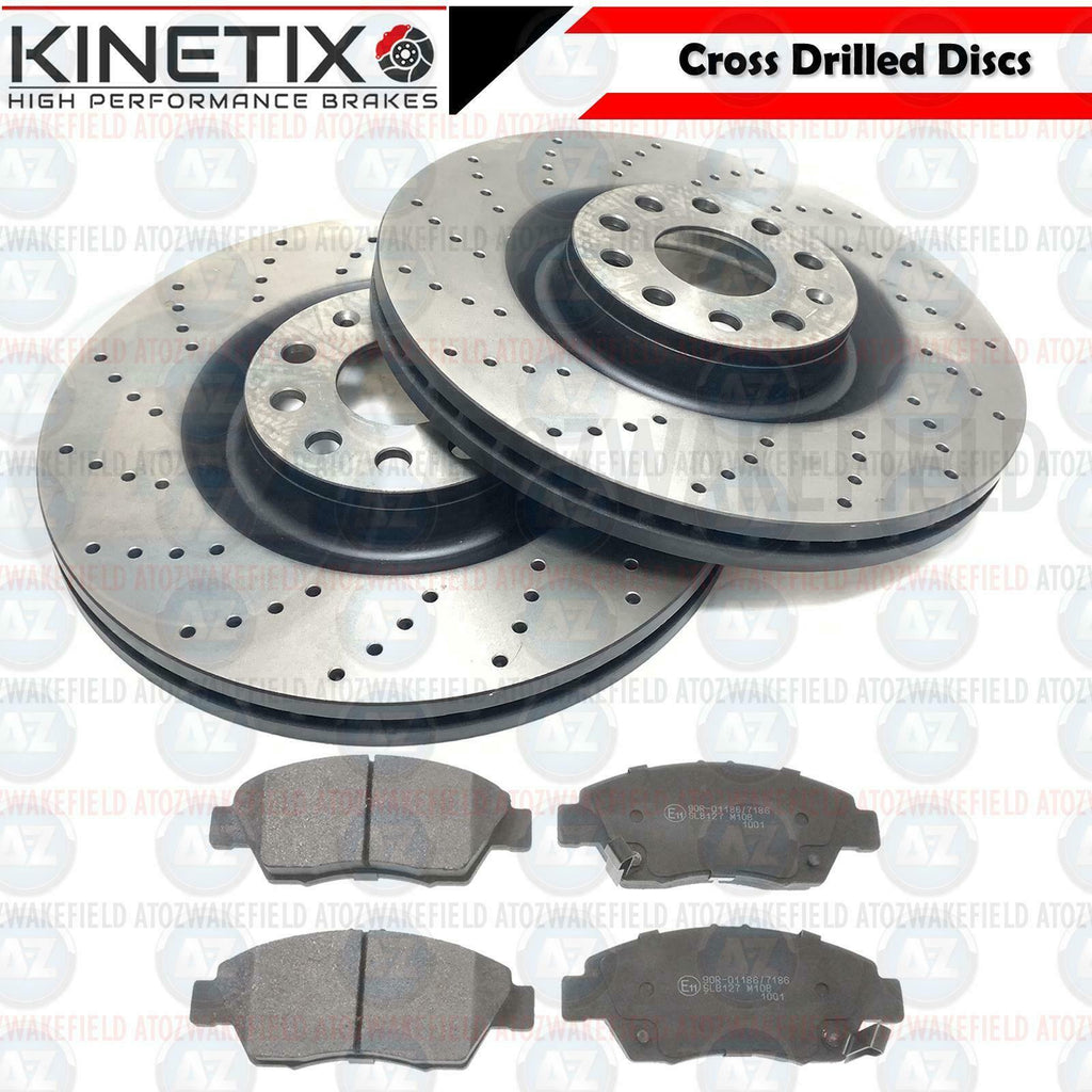 For Honda Civic 1.6 VTi Vtec 16v Front Cross Drilled Brake Discs Platinum Pads