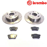 For Honda Civic 2.0 Type-R Front Rear Drilled Grooved Brake Discs Pads Brembo