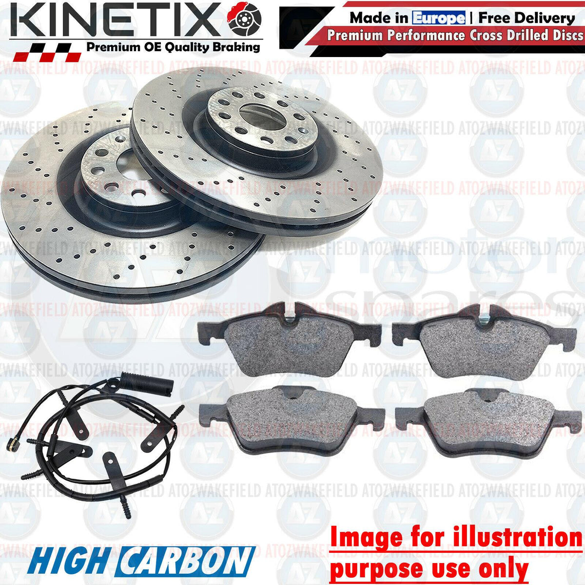 For Mini One D R50 R53 Front Drilled Brake Discs Pads Wear Wire Sensor 276mm