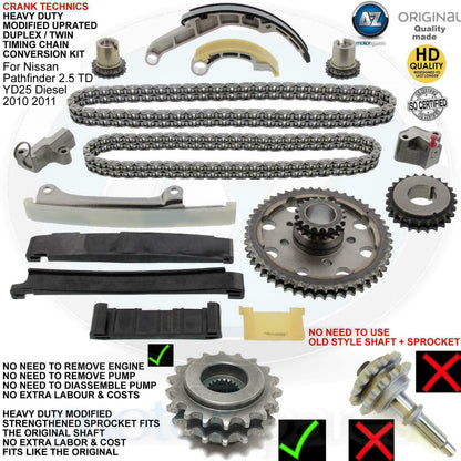 For Nissan Murano 2.5 TD YD25 Diesel Timing chain conversion kit duplex 2010+11