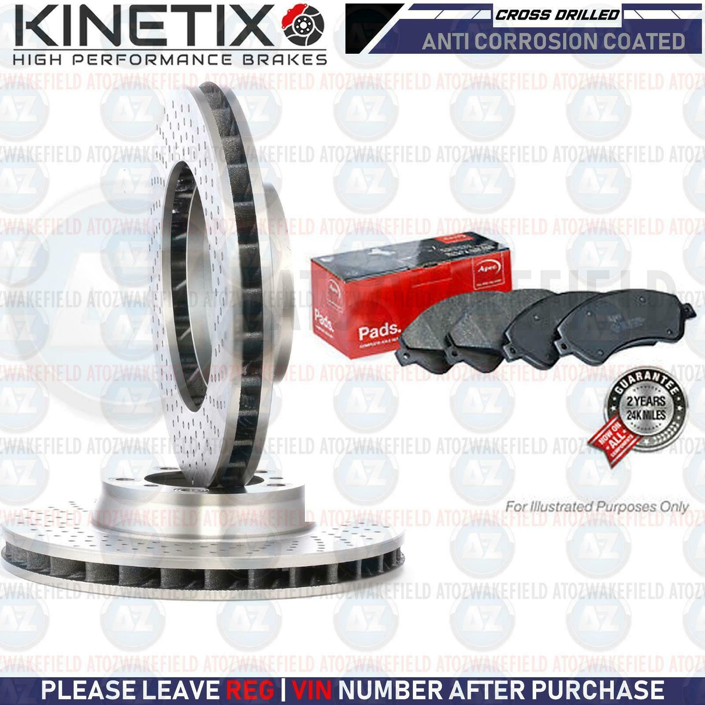 For Porsche Cayman 718 GTS Front Drilled Coated Brake Discs Apec Pads 330mm