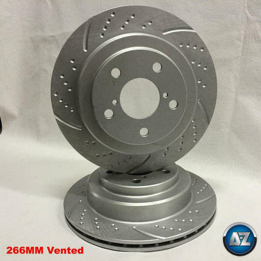 For Subaru Impreza P1 Kinetix Rear Dimpled Grooved Brake Discs 266mm