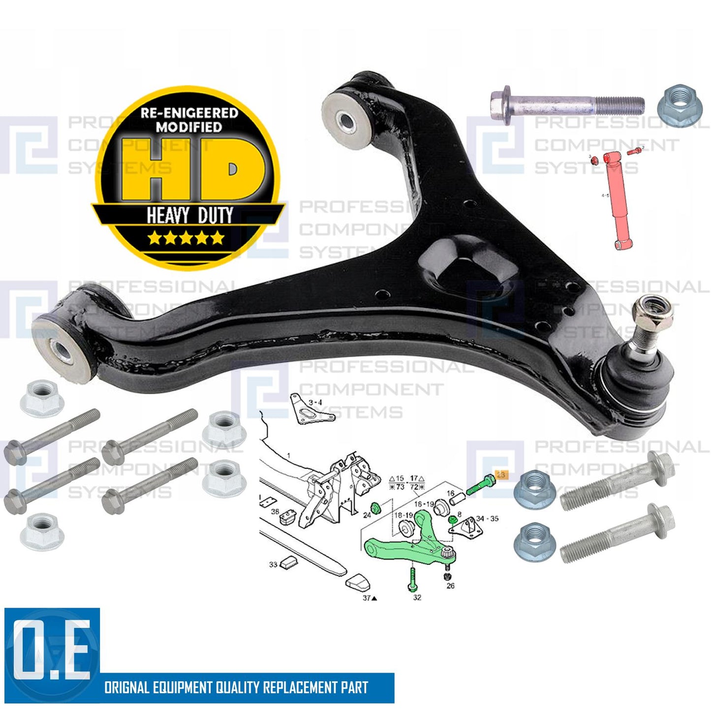 FOR IVECO DAILY FRONT LOWER LEFT SUSPENSION WISHBONE CONTROL ARM NUTS BOLTS KIT