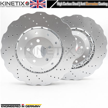 FOR AUDI RS6 RS7 2013-18 WAVEY FRONT BRAKE DISCS CERAMIC PADS 390mm 4G0615301AH