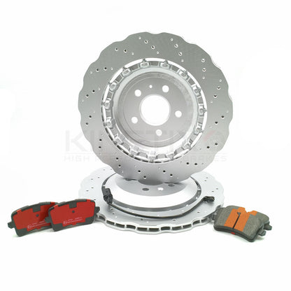 FOR AUDI RS6 (C7) 2013-2018 WAVEY REAR BRAKE DISCS PADS 356mm x 22mm 4G0615601