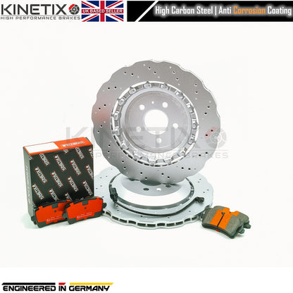 FOR AUDI RS6 (C7) 2013-2018 WAVEY REAR BRAKE DISCS PADS 356mm x 22mm 4G0615601