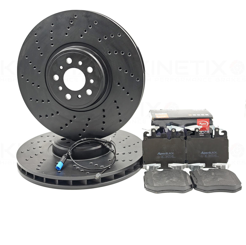 FOR BMW X3M F97 X4M F98 FRONT LEFT RIGHT BRAKE DISCS APEC BLACK PADS WIRE 395mm