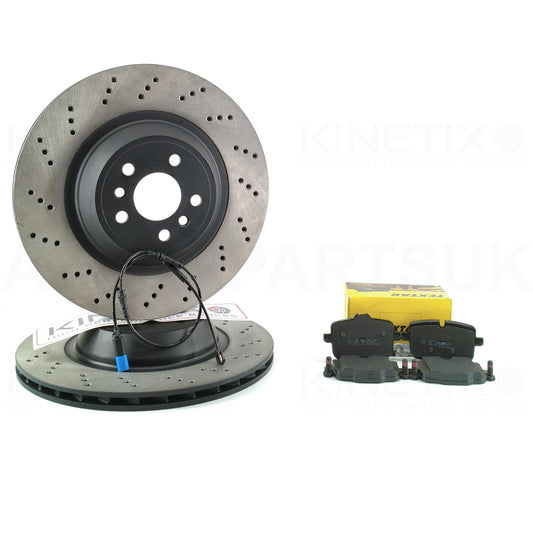 FITS BMW X3 M F97 X4 M F98 Competition CROSS DRILLED REAR BRAKE DISCS TEXTAR PADS & SENSOR 370mm X 24mm Kinetix