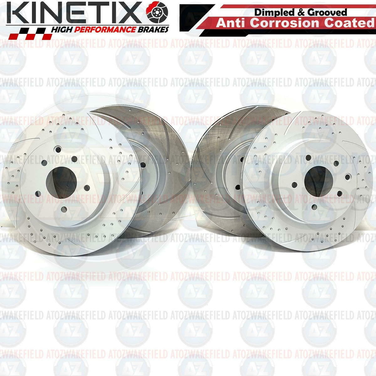 FOR NISSAN 350Z FRONT REAR KINETIX DIMPLED GROOVED PERFORMANCE BRAKE DISCS SET