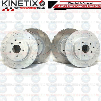 FOR NISSAN 350Z FRONT REAR KINETIX DIMPLED GROOVED PERFORMANCE BRAKE DISCS SET