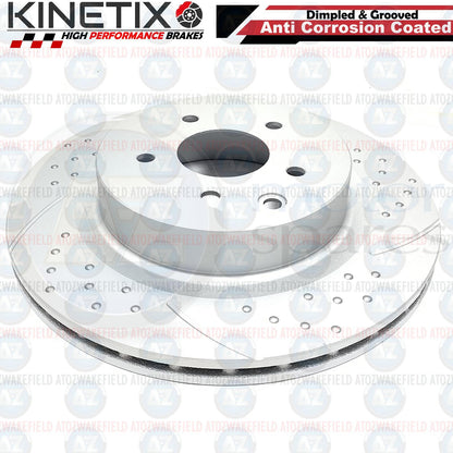 FOR NISSAN 350Z FRONT REAR KINETIX DIMPLED GROOVED PERFORMANCE BRAKE DISCS SET