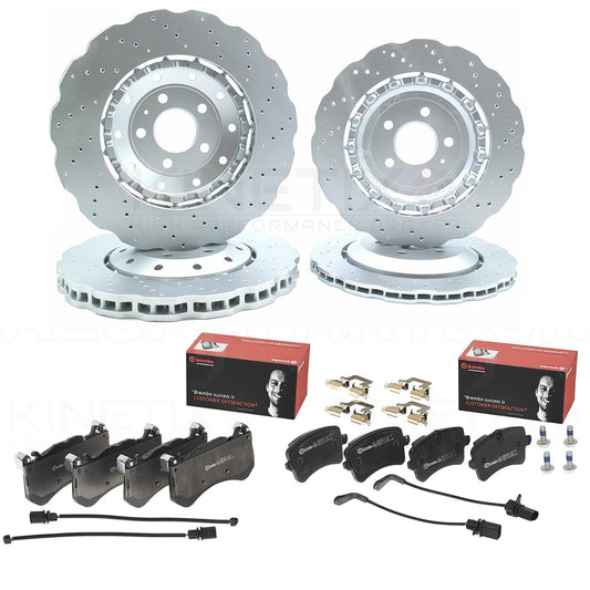 FOR AUDI RS7 2013-2018 WAVEY FRONT REAR BRAKE DISCS BREMBO PADS 390mm 356mm F/R