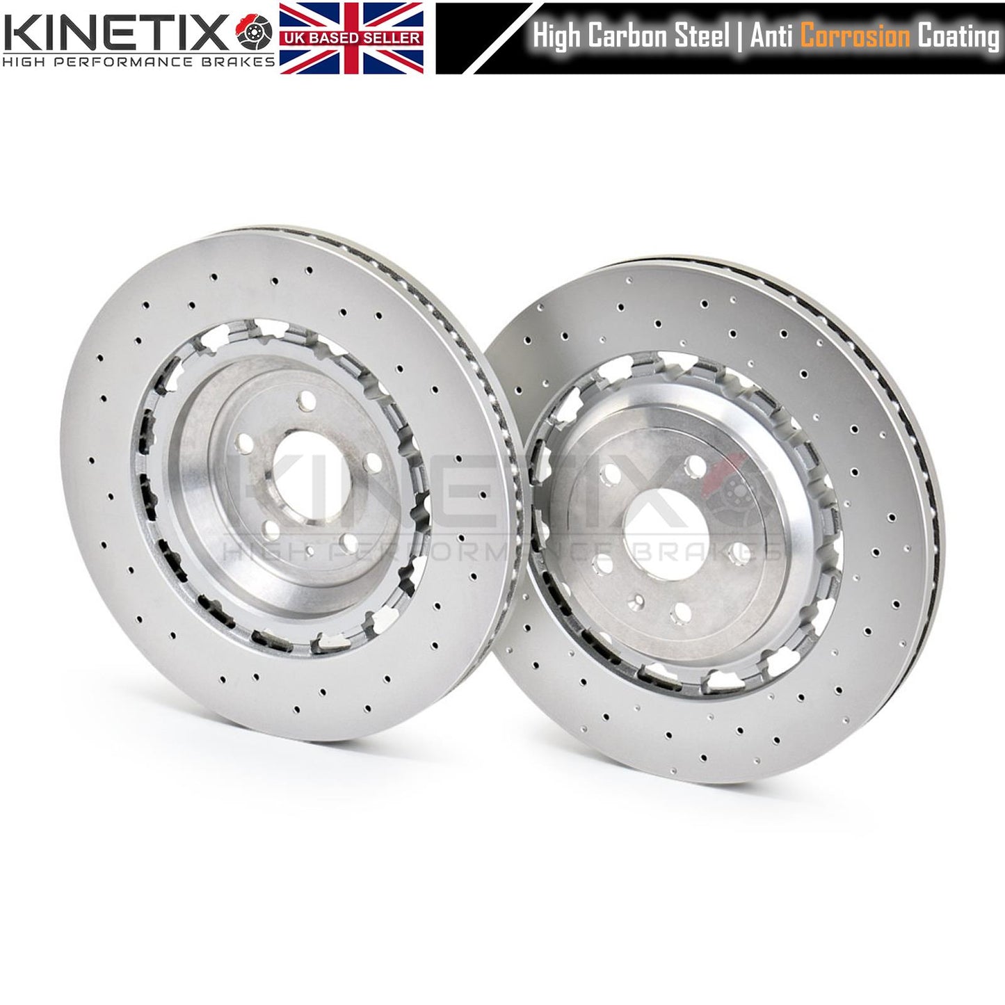 FOR AUDI TTRS TT RS FV 8S 2016- DRILLED PERFORATED FRONT BRAKE DISCS PAIR 370mm X 34mm 8S0615301L 8S0615301C 8S0615301E