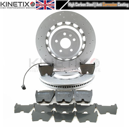 FOR AUDI TTRS TT RS 8S FV 2016- DRILLED FRONT BRAKE DISCS BREMBO OEM PADS 370mm X 34mm 8S0 615 301 L / 8S0 615 301 E / 8S0 615 301 C / 8S0615301L / 8S0615301E / 8S0615301C