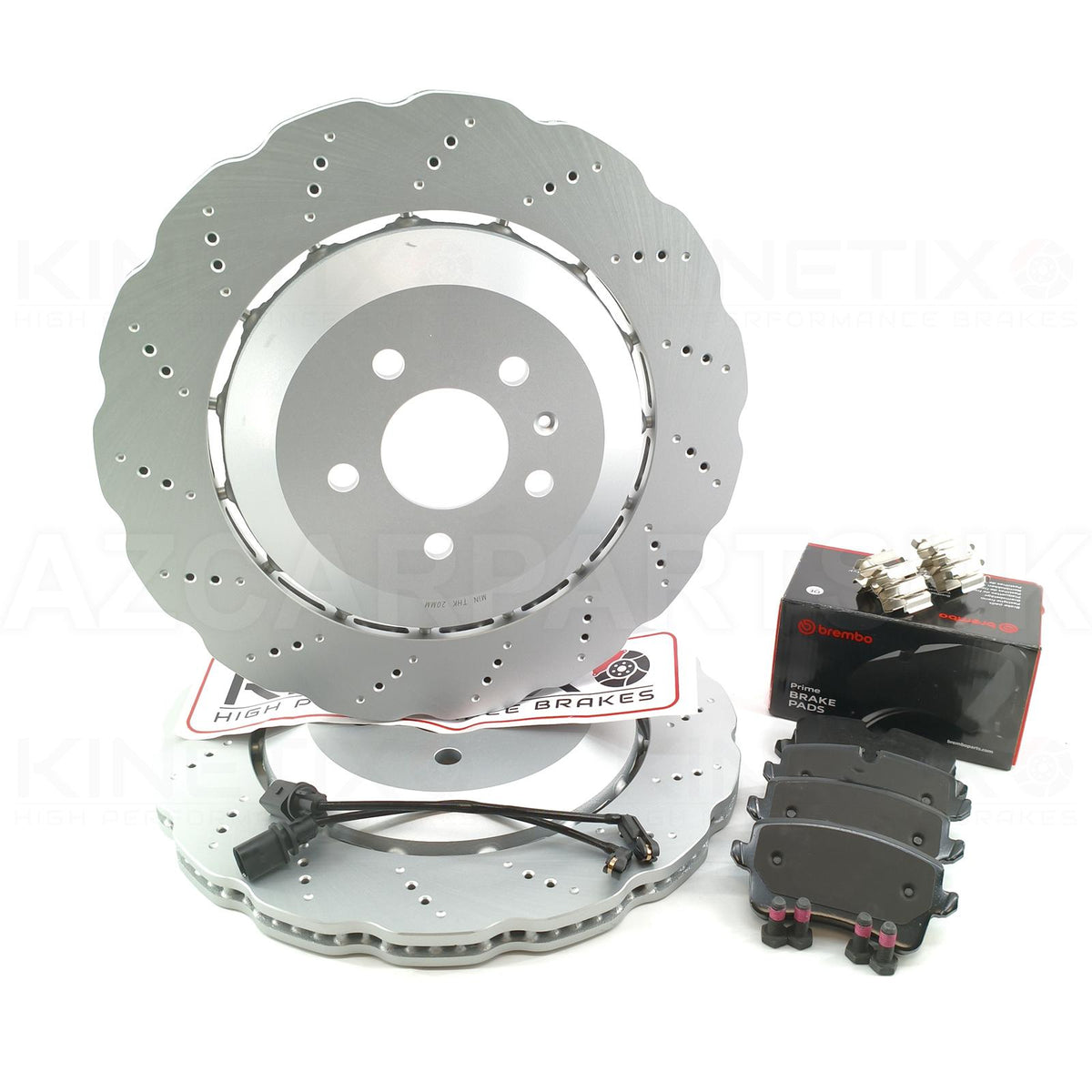 FOR AUDI RS7 4Gx C7 REAR WAVEY BRAKE DISCS BREMBO PADS SENSORS 356mm 4G8615601E