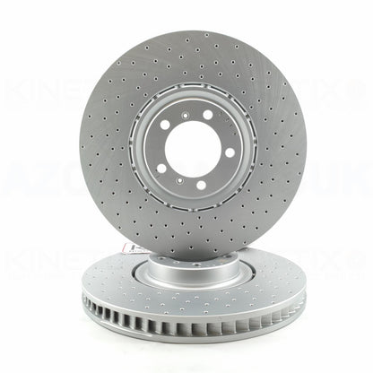 FOR PORSCHE CAYENNE 2.9 / 3.0 / 4.0 TAYCAN CROSS DRILLED PERFORMANCE FRONT BRAKE DISCS RACING PADS & WEAR WIRE SENSOR LEADS 415mm X 40mm 9Y0615302 | 9Y0615301 | 9Y0615302C | 9Y0615301C | 9Y0615301AA | 9Y0615302AA | 9Y0615301AF | 9Y0615302AF