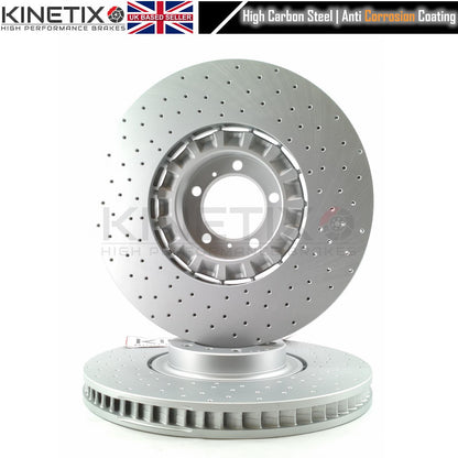 FOR PORSCHE CAYENNE 2.9 / 3.0 / 4.0 TAYCAN CROSS DRILLED PERFORMANCE FRONT BRAKE DISCS PAIR 415mm X 40mm 9Y0615302 | 9Y0615301 | 9Y0615302C | 9Y0615301C | 9Y0615301AA | 9Y0615302AA | 9Y0615301AF | 9Y0615302AF