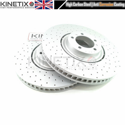 FOR PORSCHE CAYENNE 2.9 / 3.0 / 4.0 TAYCAN CROSS DRILLED PERFORMANCE FRONT BRAKE DISCS PAIR 415mm X 40mm 9Y0615302 | 9Y0615301 | 9Y0615302C | 9Y0615301C | 9Y0615301AA | 9Y0615302AA | 9Y0615301AF | 9Y0615302AF