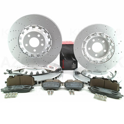 FOR AUDI RS4 RS5 B9 (2017-2025) DRILLED FRONT REAR BRAKE DISCS BREMBO PADS & WEAR SENSOR LEADS 375mm 330mm 8W0615601G / 4M0615301AM