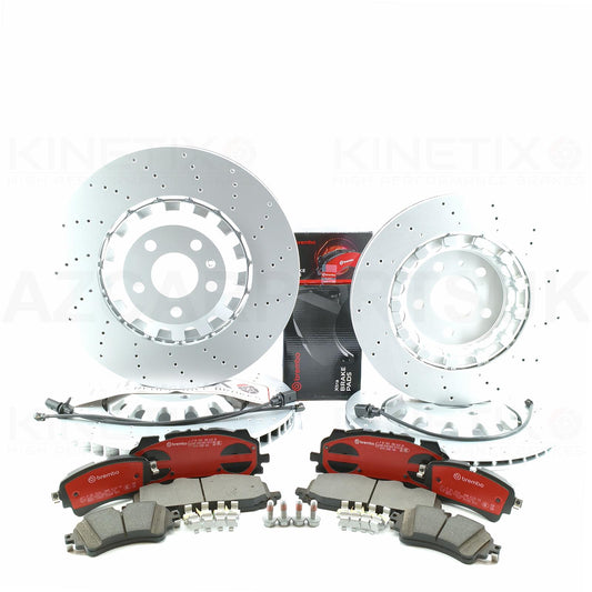 FOR AUDI RS4 RS5 B9 (2017-2025) DRILLED FRONT REAR BRAKE DISCS BREMBO XTRA PADS WEAR SENSOR LEADS 375mm 330mm 4M0615301AM 8W0615601G