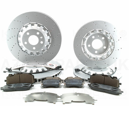 FOR AUDI RS4 RS5 B9 (2017-2025) DRILLED FRONT REAR BRAKE DISCS PADS & WEAR SENSOR LEADS 375mm 330mm 8W0615601G / 4M0615301AM