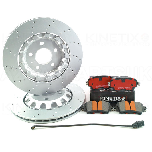 FOR AUDI RS4 RS5 (B9) 2017-2024 REAR BRAKE DISCS KINETIX RACING CERAMIC PADS & WEAR WIRE SENSOR LEAD 330mm X 22mm 8W0615601G