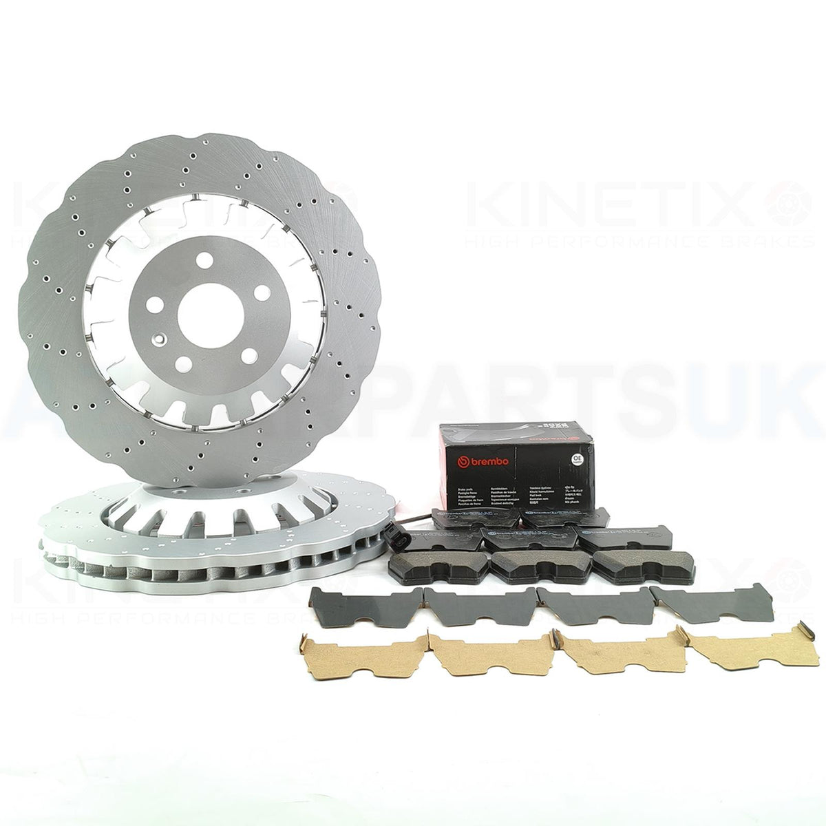 FOR AUDI RS3 8V 2015-2020 WAVEY WAVED FRONT BRAKE DISCS & BREMBO BRAKE PADS 370mm X 34mm 8V0615301S 8V0615301C 8V0615301P