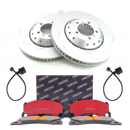 FOR PORSCHE PANAMERA 4.8 Turbo / 4.8 Turbo S / 4.8 GTS 2011-2016 FRONT BRAKE DISCS PADS & WEAR WIRE SENSOR LEADS 390mm X 38mm 97035140500 | 97035140600 | 298615301C | 298615302C