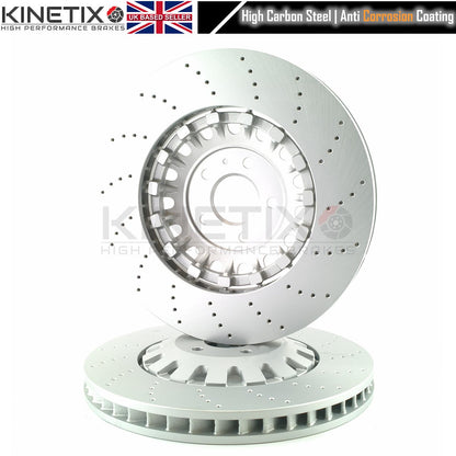 FOR AUDI E-TRON S6 S7 S8 SQ7 SQ8 CROSS DRILLED FRONT BRAKE DISCS PAIR 400mm