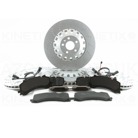 FOR AUDI E-TRON S6 S7 S8 SQ7 SQ8 CROSS DRILLED FRONT REAR BRAKE DISCS PADS SENSORS 400mm 350mm