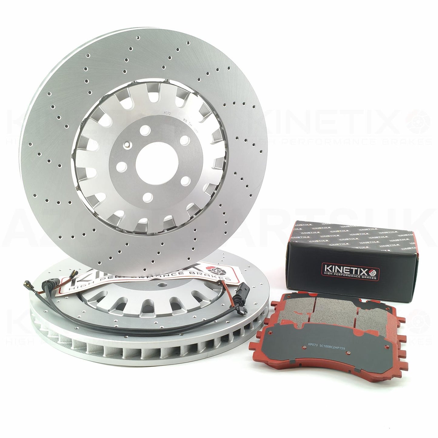 FOR AUDI S6 S7 S8 SQ7 SQ8 CROSS DRILLED FRONT BRAKE DISCS K44 CERAMIC RACING PADS & WEAR WIRE SENSOR LEADS 400mm 4KE615301 | 4M0615301BF | 4M0615301AP | 4M0615301AE | 4M0615301BM