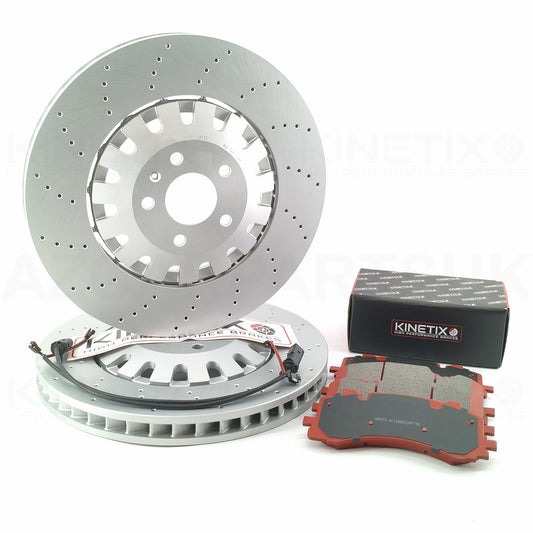 FOR AUDI S6 S7 S8 SQ7 SQ8 CROSS DRILLED FRONT BRAKE DISCS K44 CERAMIC RACING PADS & WEAR WIRE SENSOR LEADS 400mm 4KE615301 | 4M0615301BF | 4M0615301AP | 4M0615301AE | 4M0615301BM