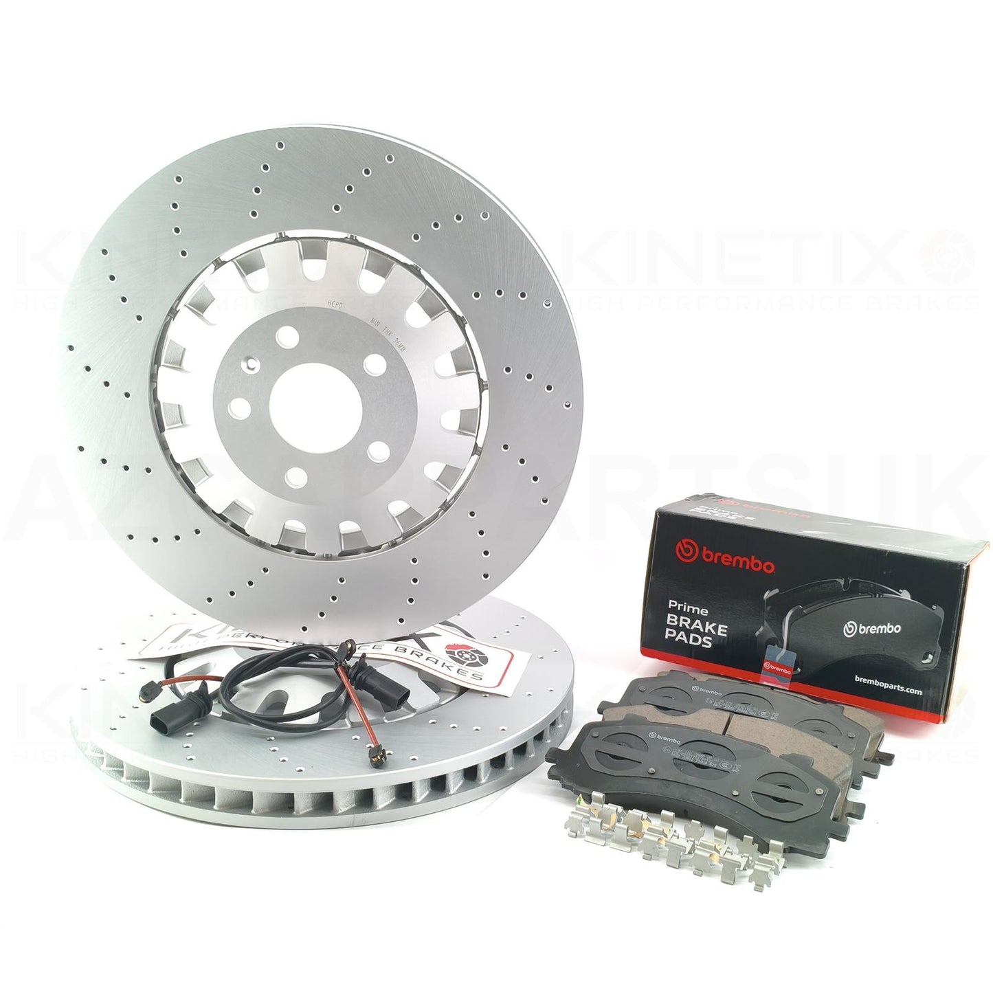 FOR AUDI S6 S7 S8 SQ7 SQ8 DRILLED FRONT BRAKE DISCS BREMBO PADS SENSORS 400mm