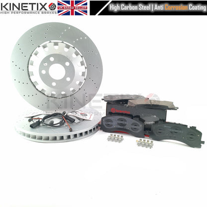 FOR AUDI S6 S7 S8 SQ7 SQ8 DRILLED FRONT BRAKE DISCS BREMBO PADS SENSORS 400mm