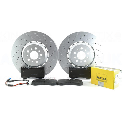 FOR BMW M3 G80/G81 Competition 2020+ FRONT LEFT RIGHT DRILLED BRAKE DISCS TEXTAR PADS & WEAR WIRE SENSOR LEAD 380mm X 36mm 34108093709 | 34108093710 | 34107889661 | 34107889662